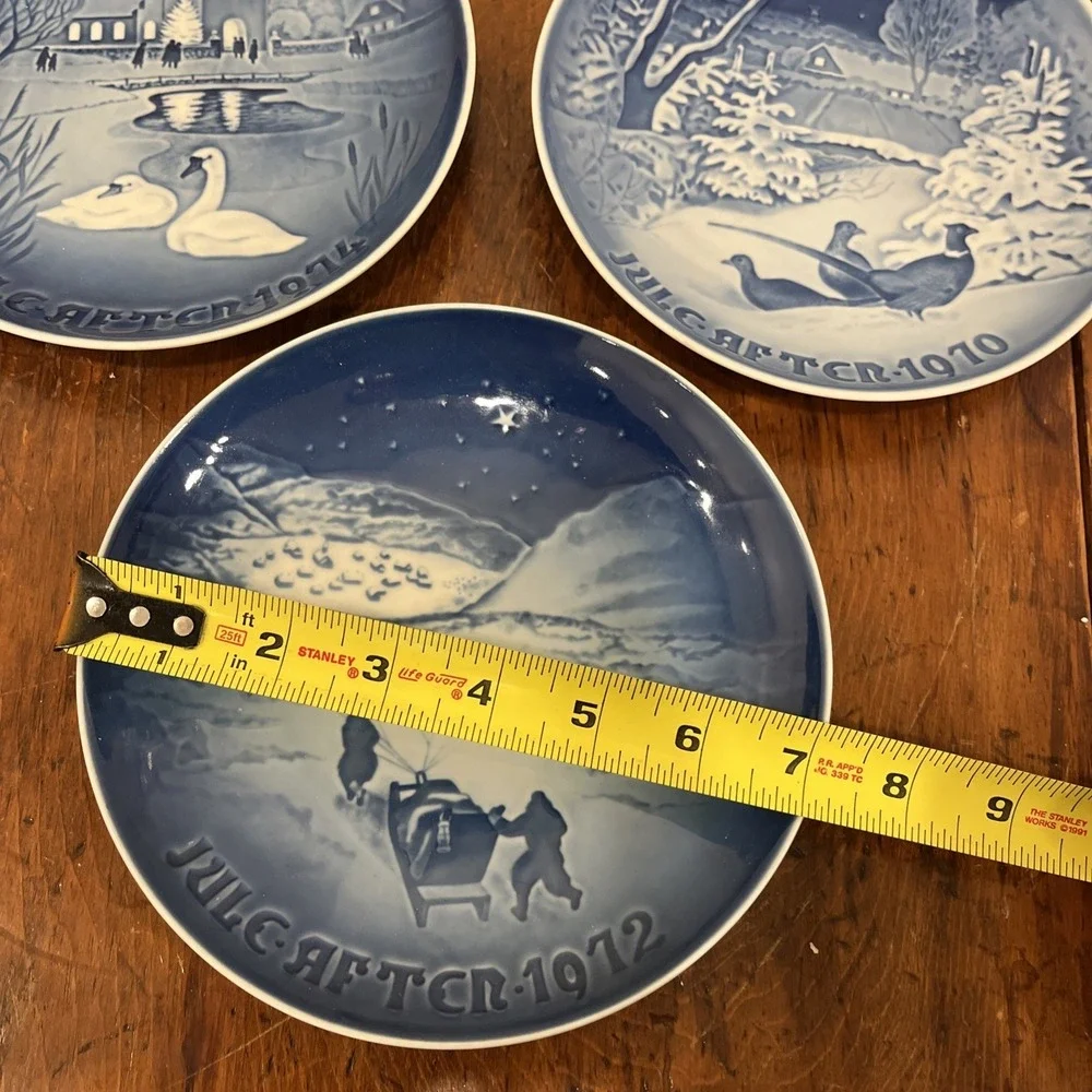 1970, 1972, 1974 Lot 3 Bing & Grondahl porcelain Christmas plates